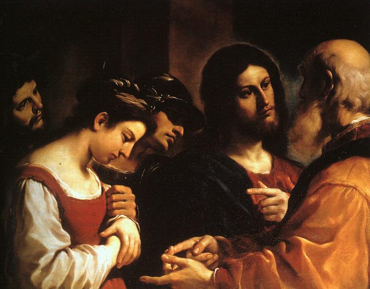  Giovanni Francesco  Guercino Christ with the Woman Taken in Adultery France oil painting art